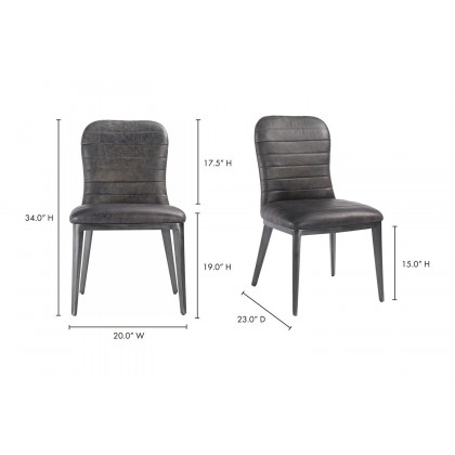 Moe's Shelton Industrial Dining Chair Set of 2 - Ebony, Leather