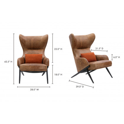 Moe's - Amos Leather Accent Chair in Brown