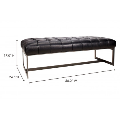 Moe's Wyatt Leather Bench - Black