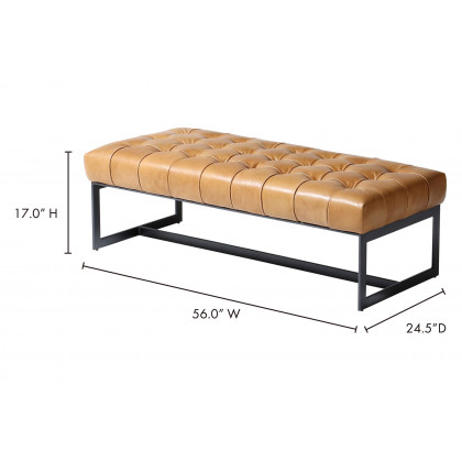 Moe's Wyatt Leather Bench - Tan