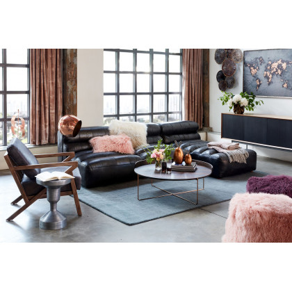 Moe's Ramsay Leather Chaise - Antique