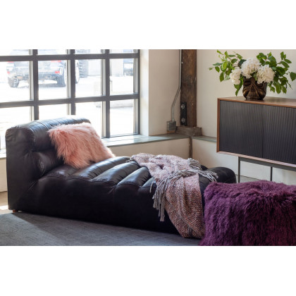 Moe's Ramsay Leather Chaise - Antique