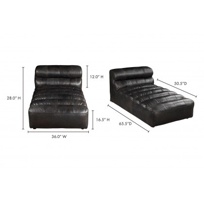 Moe's Ramsay Leather Chaise - Antique