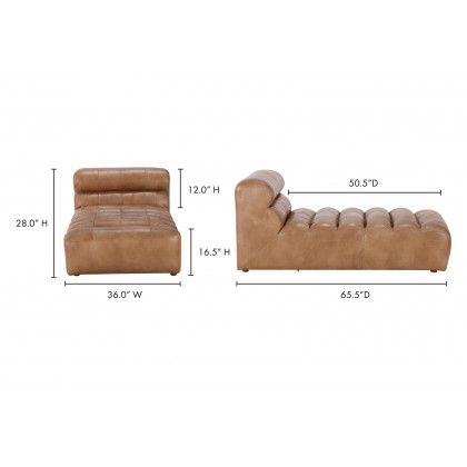 Moe's Ramsay Leather Chaise - Tan