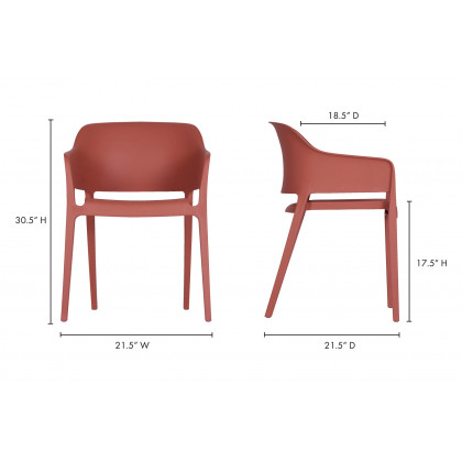 Moe's Faro Outdoor Dining Chair Set of 2 - Red