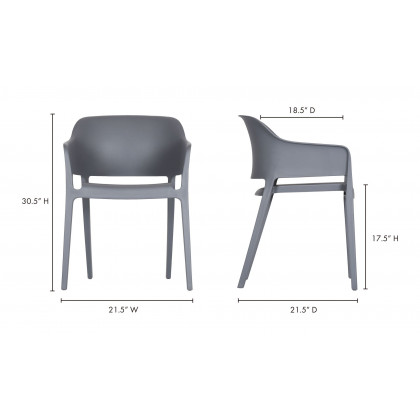 Moe's Faro Modern Dining Chair Set of 2 - Charcoal Gray