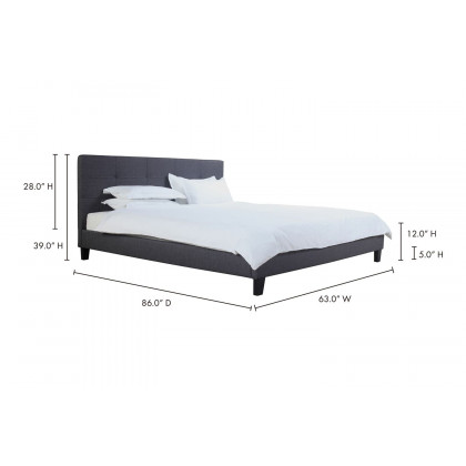 Moe's Eliza Contemporary Queen Size Bed - Dark Gray