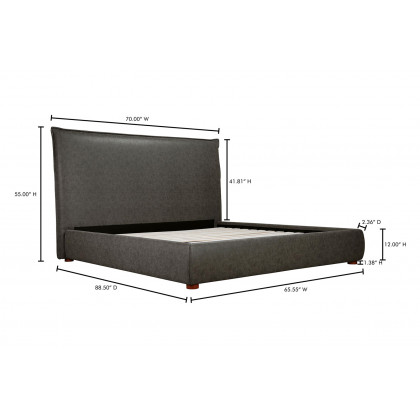 Moe's Luzon Bed Tall Headboard - Slate, Queen