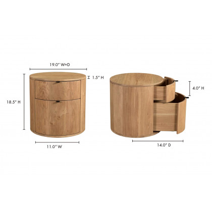Moe's Theo Scandinavian 2-Drawer Nightstand - Natural