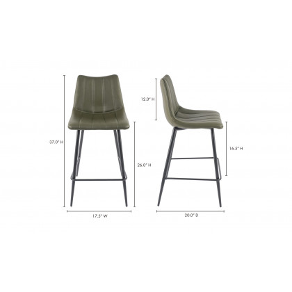 Moe's Alibi Contemporary Counter Stool Set of 2 - Dark Green