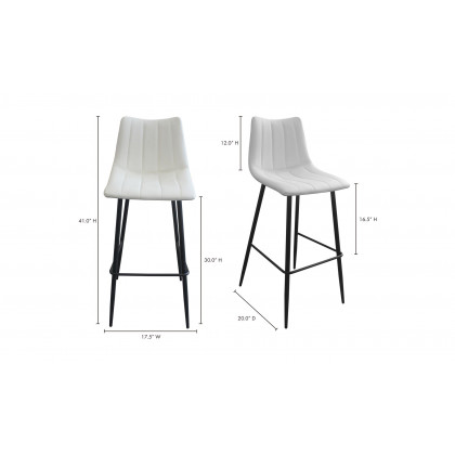 Moe's Alibi Contemporary Bar Stool Set of 2 - Cream White