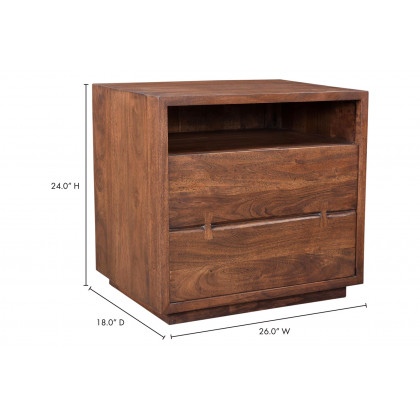 Moe's Madagascar 2 Drawer Nightstand - Brown