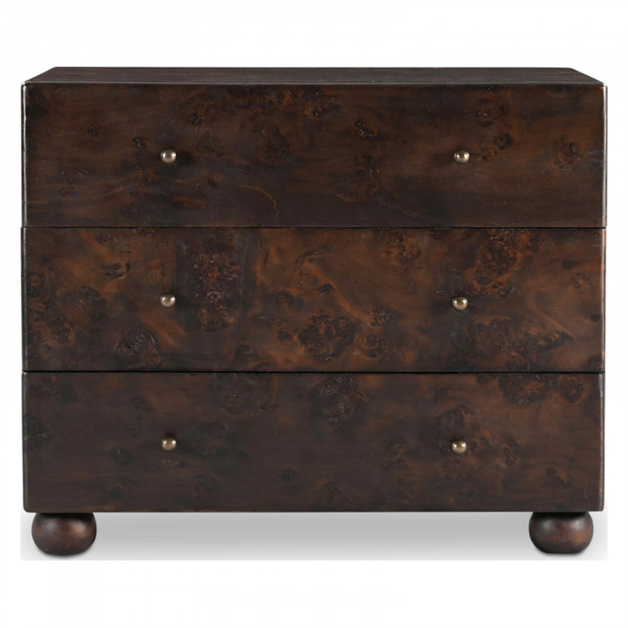 Moe's York Modern 3 Drawers Nightstand - Dark Brown