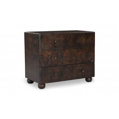 Moe's York Modern 3 Drawers Nightstand - Dark Brown