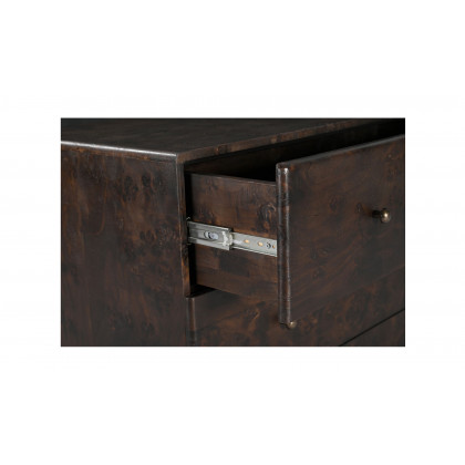 Moe's York Modern 3 Drawers Nightstand - Dark Brown