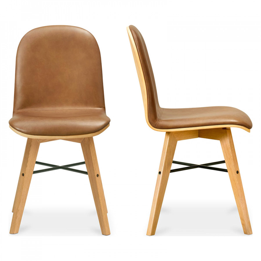 Moe's Napoli Scandinavian Dining Chair Set of 2 - Tan