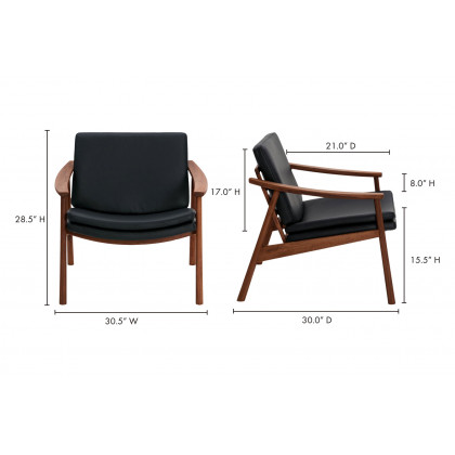 Moe's Harlowe Lounge Chair - Pebbled Black