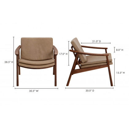 Moe's Harlowe Lounge Chair - Soft Brown