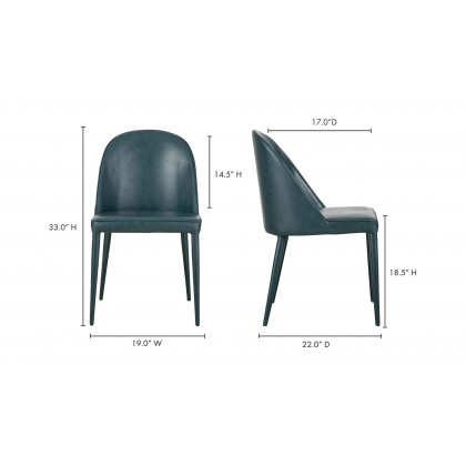 Moe's Burton Contemporary Dining Chair Set of 2 - Dark Teal