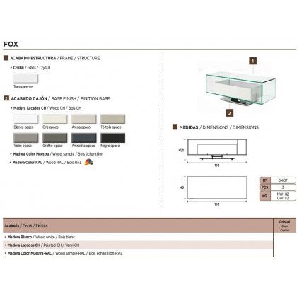 Nacher Fox TV Unit - Painted CH Base, Glass Top