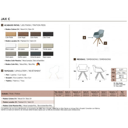 Nacher Jax Dining Chair - Wood CH Legs, Series C Upholstery