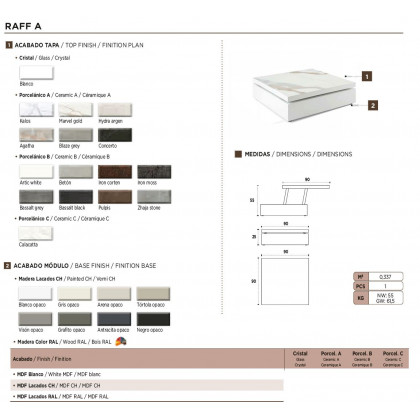 Nacher Raf Coffee Table - MDF White Base, Glass Top