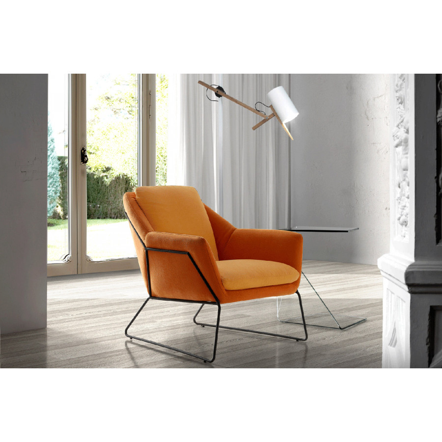 Nacher Tulip Small Armchair - Metal Black CH Legs, Series A Upholstery