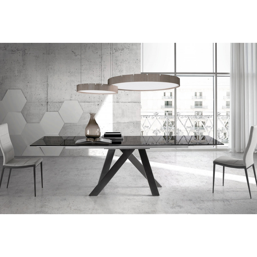 Nacher Tree Extendable Rectangular Dining Table - Wood CH Legs, Glass Top