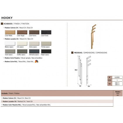 Nacher Hooky Coat Hanger - Wood Sample RAL