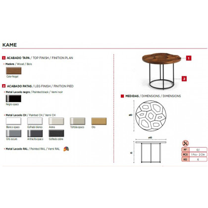 Nacher Kame Round End Table - Painted CH Base, Walnut Top