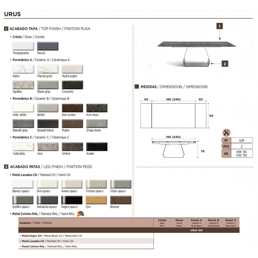 Nacher - Urus Extendable Rectangular Dining Table