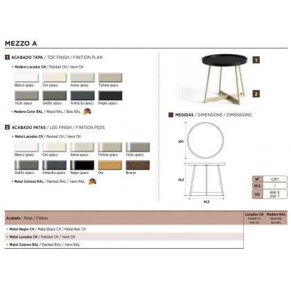 Nacher Mezzo Round End Table - Metal Black CH Legs, Painted CH Top