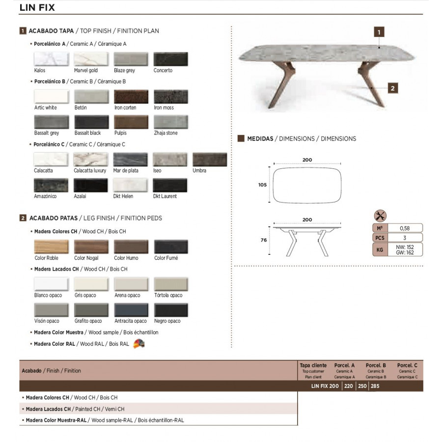 Nacher Lin Fixed Oval Dining Table - Wood Sample RAL Legs, Ceramic B Top
