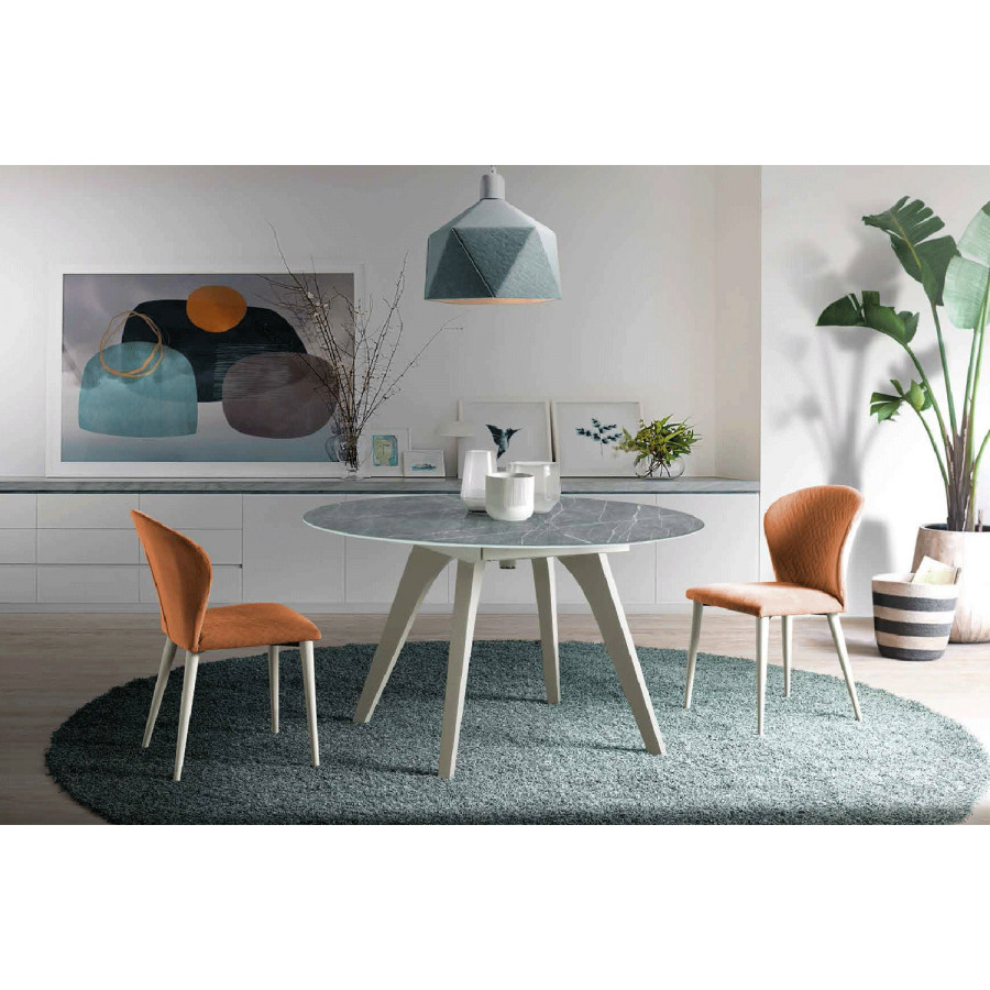 Nacher Alessia Extendable Round Dining Table - Painted CH Legs, Ceramic B Top