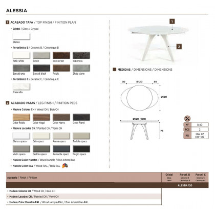 Nacher Alessia Extendable Round Dining Table - Painted CH Legs, Ceramic B Top