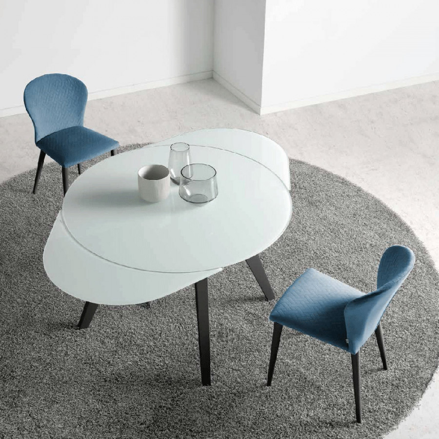 Nacher Alessia Extendable Round Dining Table - Wood Sample RAL Legs, Ceramic C Top