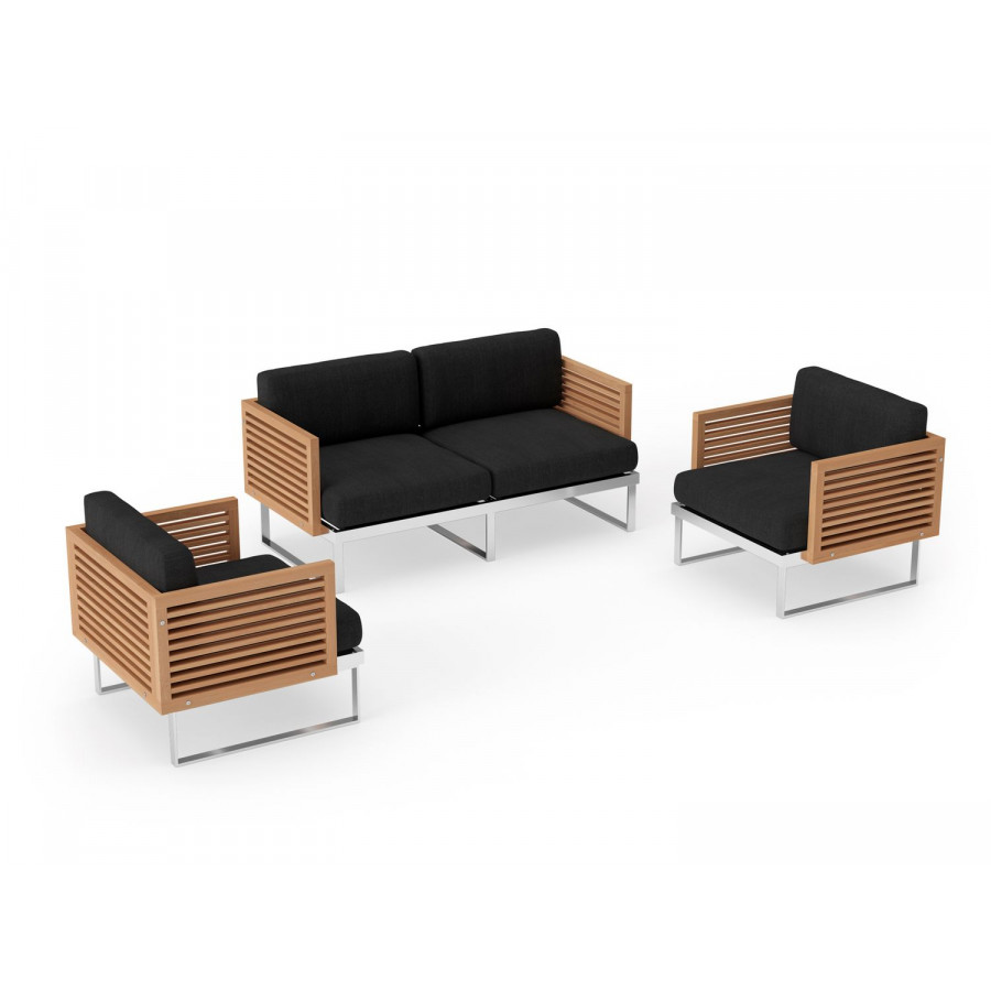 NewAge Monterey 4 Seater Chat Set - Loft Charcoal, Stainless Steel, Teak
