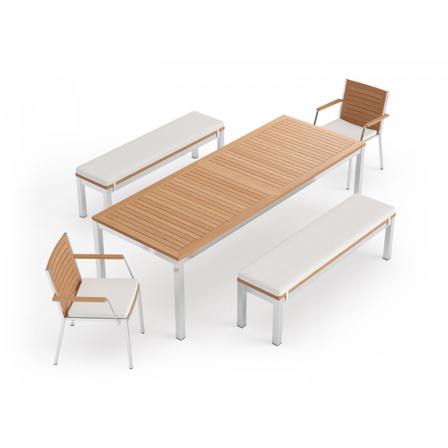 NewAge Monterey 5 Piece Dining Set with 96 in. Table & Bench Seating - Canvas Natural