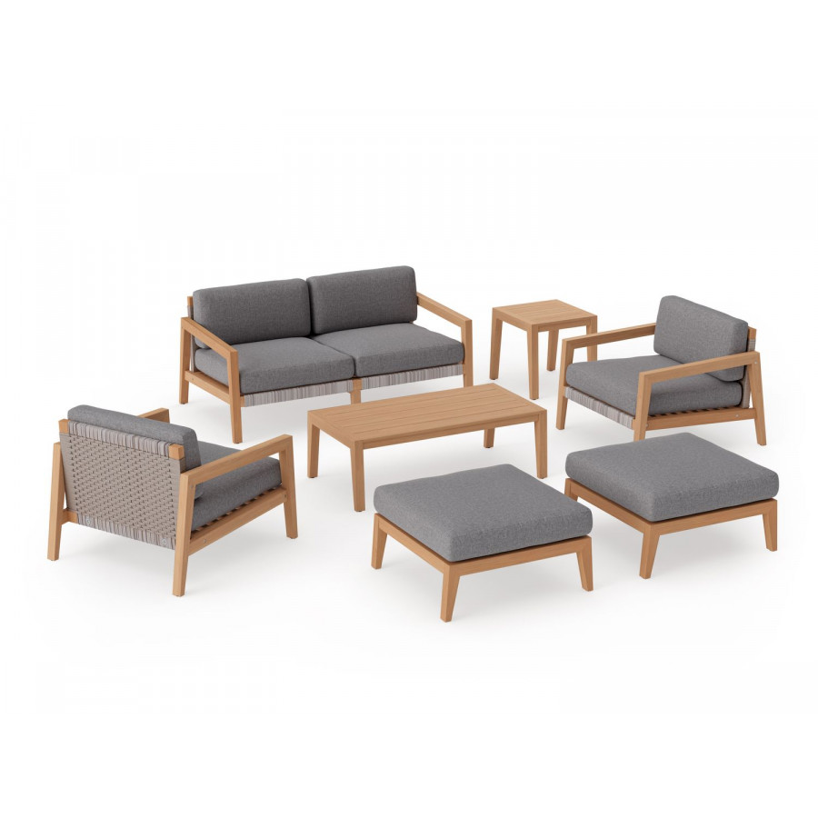 NewAge Lakeside 6 Seater Chat Set with Coffee Table and Side Table - Cast Slate