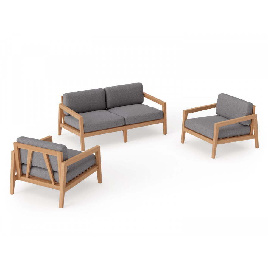 NewAge Rhodes 4 Seater Chat Set - Cast Slate, Teak