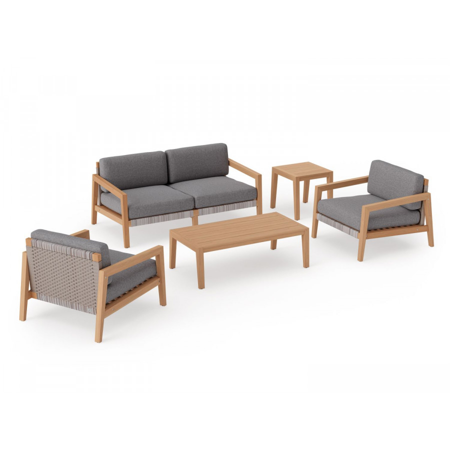 NewAge Lakeside 4 Seater Chat Set with Coffee Table & Side Table - Cast Slate