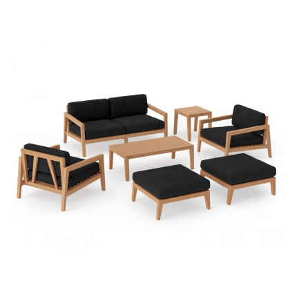 NewAge - Rhodes 6 Seater Chat Set with Coffee Table and Side Table