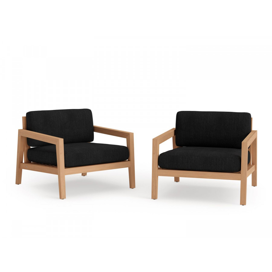 NewAge Rhodes Chat Chair (Set of 2) - Loft Charcoal, Teak
