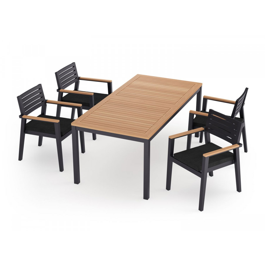 NewAge Rhodes 5 Piece Dining Set with 72 in. Table - Loft Charcoal, Aluminum