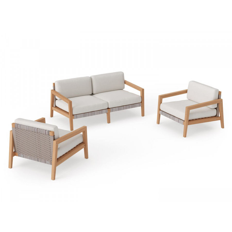NewAge Lakeside 4 Seater Chat Set - Canvas Natural