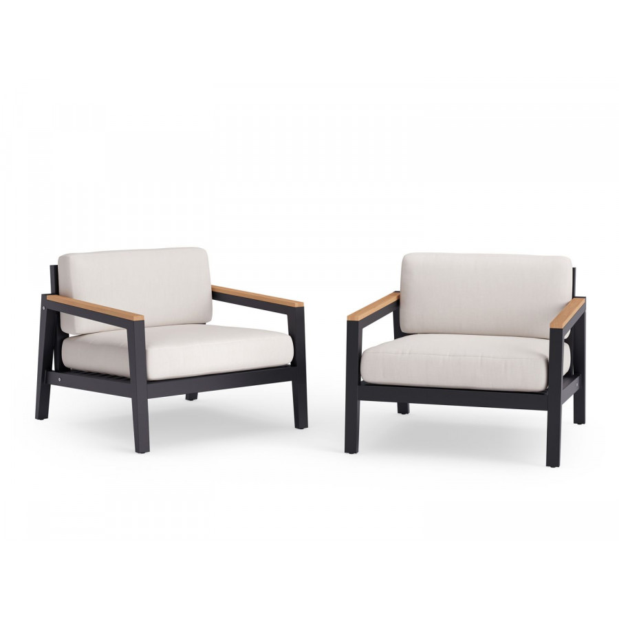 NewAge Rhodes Chat Chair (Set of 2) - Canvas Natural, Aluminum