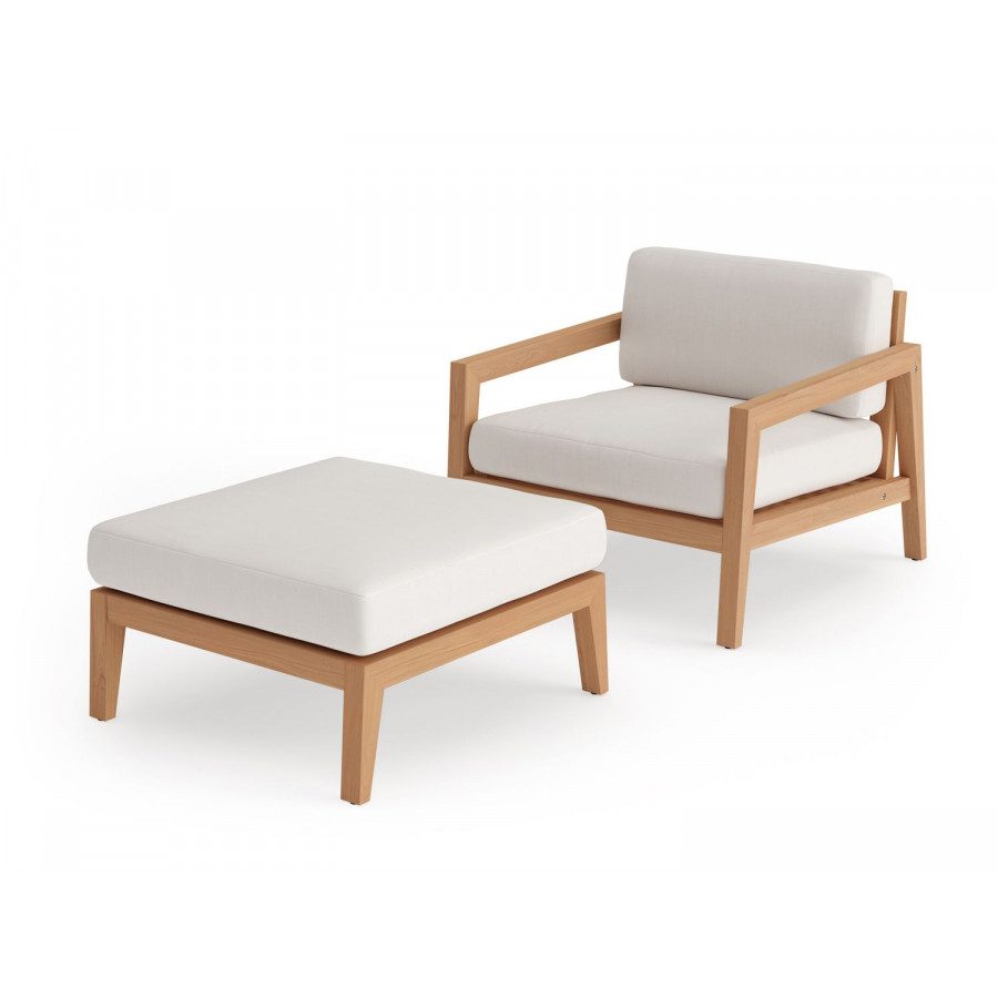NewAge Rhodes Chat Chair with Ottoman - Canvas Natural