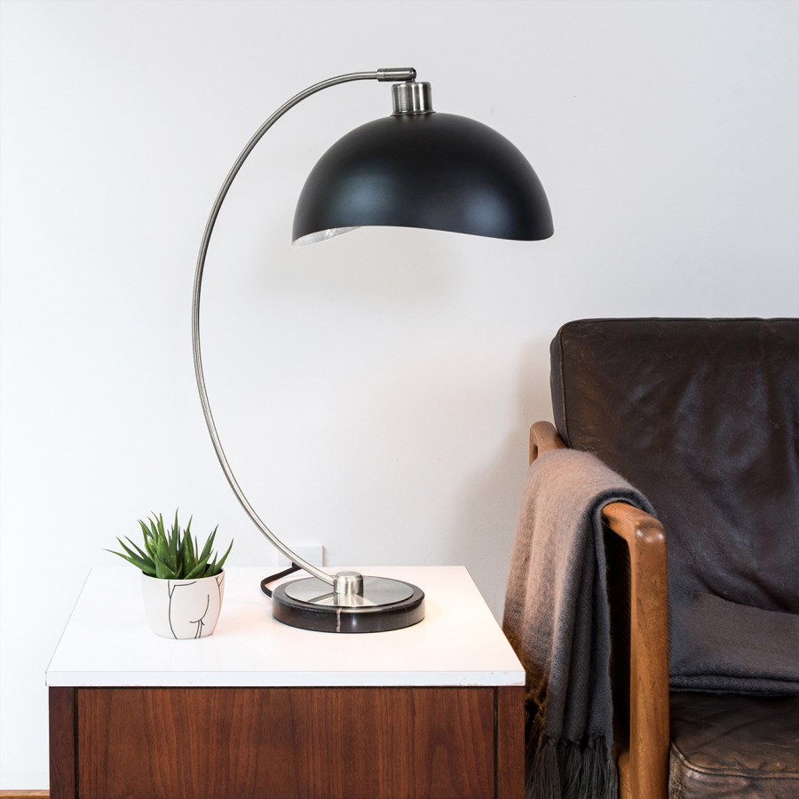 Nova Of CA Luna Bella Table Lamp - Nickel/Matte Black/Silver Leaf