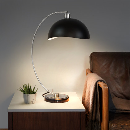 Nova Of CA Luna Bella Table Lamp - Nickel/Matte Black/Silver Leaf