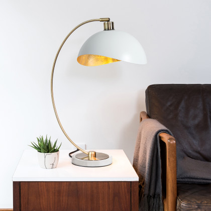 Nova Of CA Luna Bella Table Lamp - Brass/Matte White/Gold Leaf